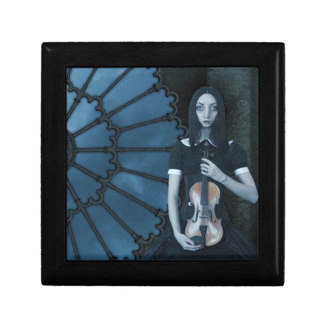 Gothic Victorian Girl Holding Violin Dark Fantasy  Gift Box (Front)