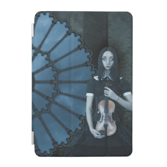Gothic Victorian Girl Holding Violin Dark Fantasy  iPad Mini Cover (Front)