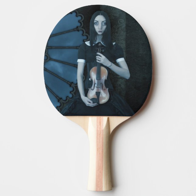Gothic Victorian Girl Holding Violin Dark Fantasy  Ping Pong Paddle (Front)