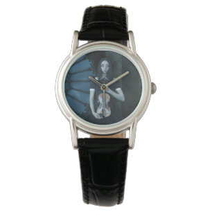 Gothic Victorian Girl Holding Violin Dark Fantasy Watch