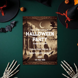 Gothic Victorian Graveyard Halloween Party Invitation
