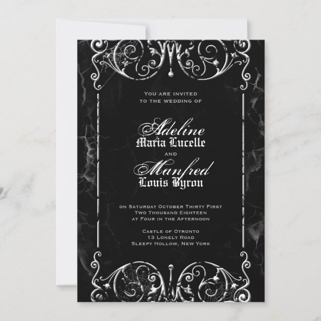Gothic Victorian Halloween Wedding Invitations (Front)