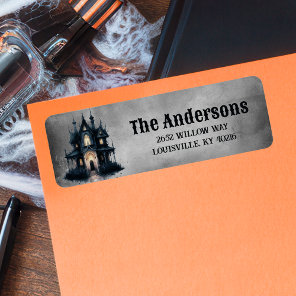 Gothic Victorian Haunted House Halloween Address Label