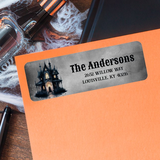 Gothic Victorian Haunted House Halloween Address Label (Creator Uploaded)