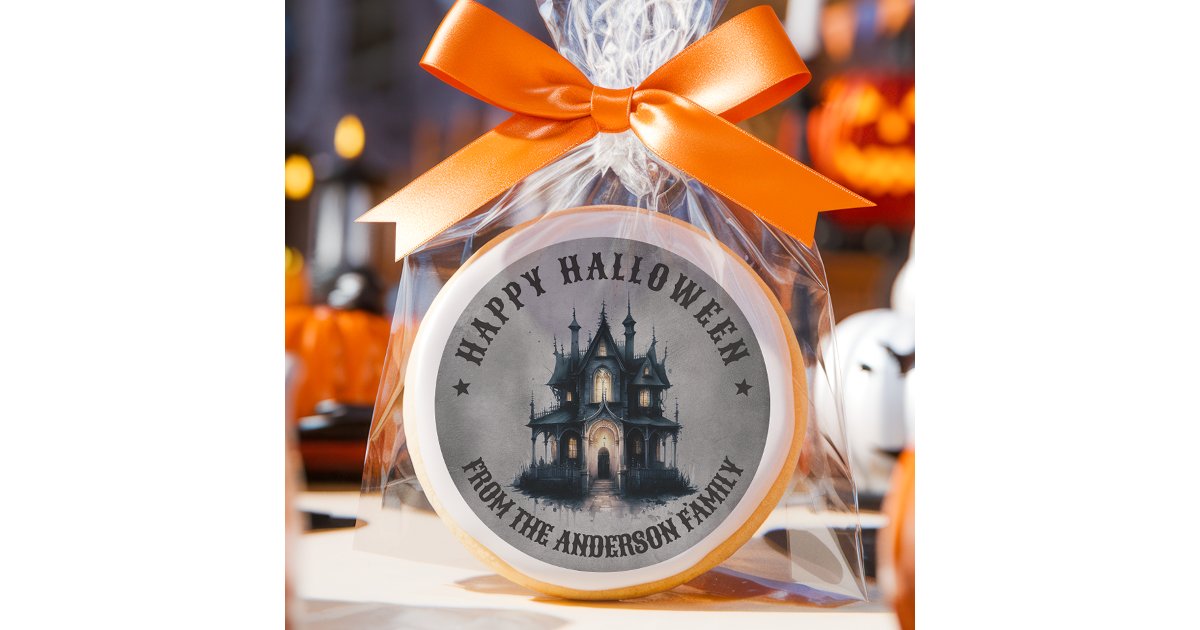 Gothic Victorian Haunted House Happy Halloween Classic Round Sticker ...