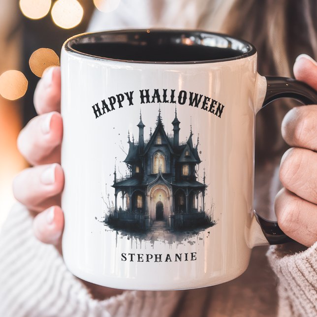 Gothic Victorian Haunted House Happy Halloween Mug (Creator Uploaded)