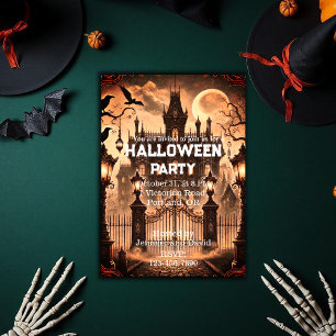 Gothic Victorian Haunted House Vintage Halloween Invitation