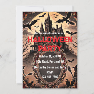 Gothic Victorian Old Vintage Halloween Party Invitation