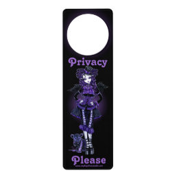 Gothic Victorian Purple Angel Kitty Door Hanger