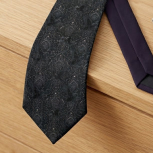 Gothic Victorian Raven Damask Neck Tie