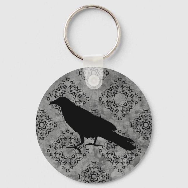 Gothic Victorian raven elegant Keychain (Front)