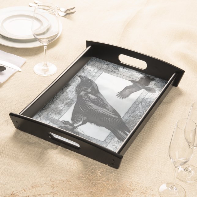 Gothic Victorian Raven Fantasy Art All Purpose Serving Tray (Front)
