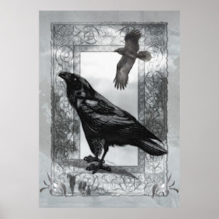 Gothic Victorian Raven Fantasy Art Poster