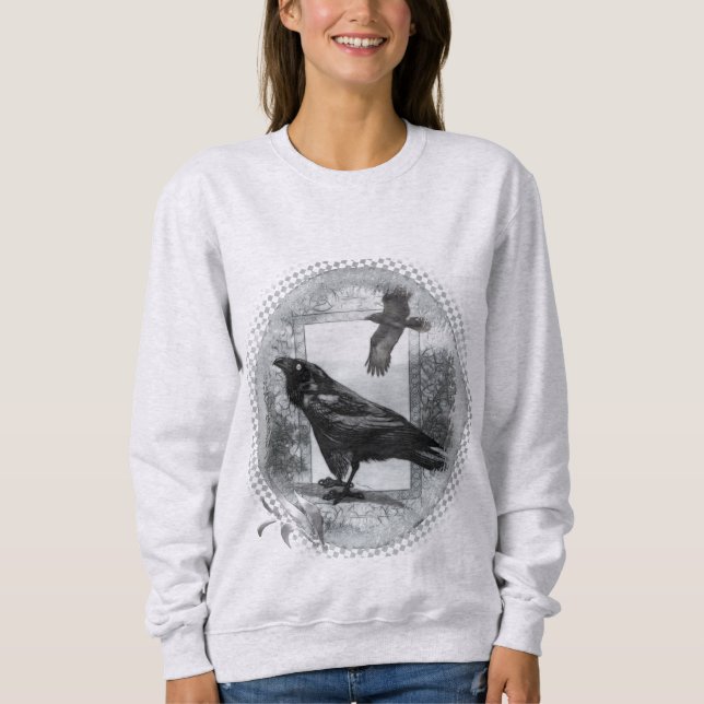 Gothic Victorian Raven Fantasy Art Sweatshirt (Front)