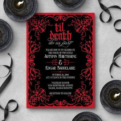 Gothic Victorian Red Black Wedding Invitation