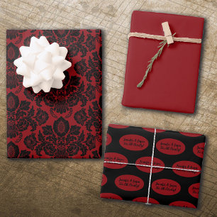 Gothic Victorian Red & Black  Wrapping Paper Sheets
