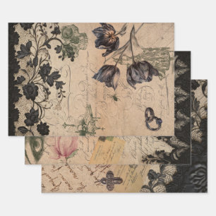 Gothic Victorian Shabby Chic Mix Wrapping Paper Sheets