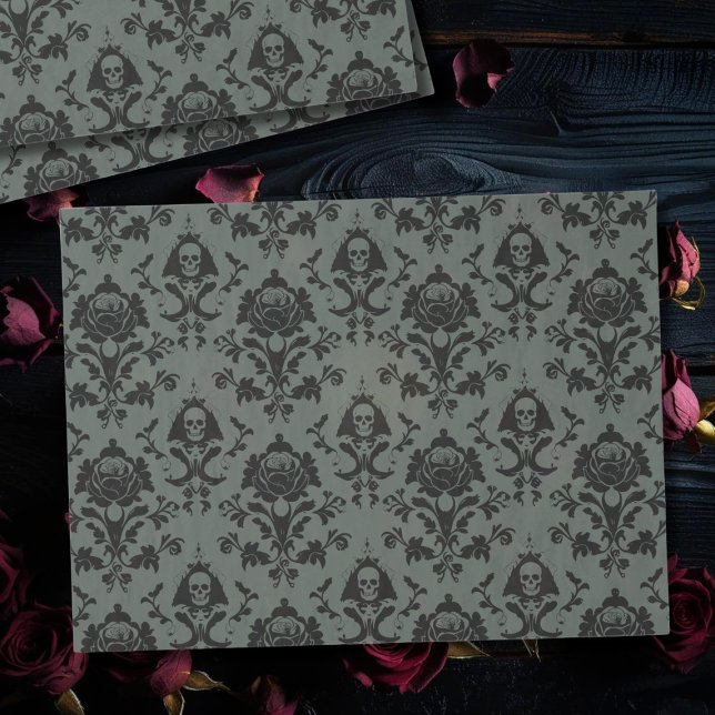 Gothic Victorian Skull & Rose Damask Tissue Paper (Gothic Victorian Skull & Rose Damask Tissue Paper just for you)