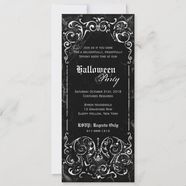 Gothic Victorian Spooky Black  Halloween Party Invitation (Front)