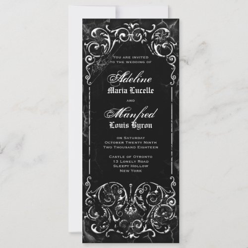 Gothic Victorian Spooky Black  White Wedding Invitation