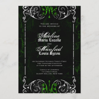 Gothic Victorian Spooky Green Wedding Invite