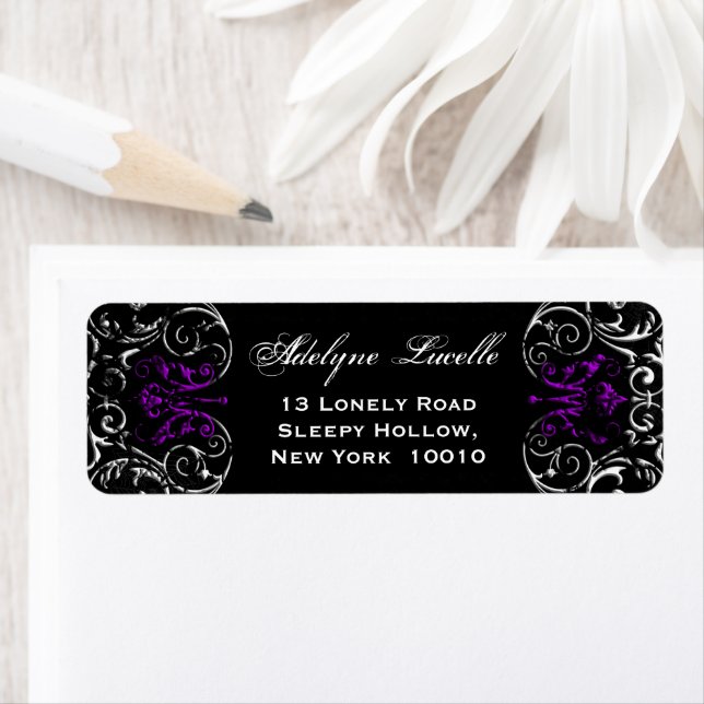 Gothic Victorian Spooky Purple & Black Label (Insitu)