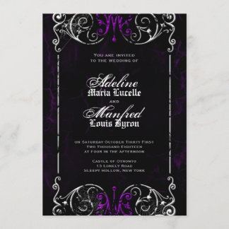 Gothic Victorian Spooky Purple Wedding Invite