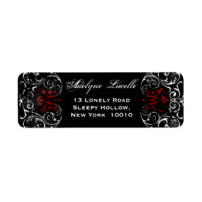 Gothic Victorian Spooky Red and Black return Label