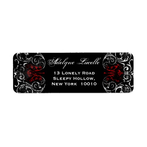 Gothic Victorian Spooky Red and Black return Label