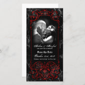 Gothic Victorian Spooky Red Custom Save the Date (Front/Back)