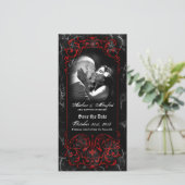 Gothic Victorian Spooky Red Custom Save the Date (Standing Front)