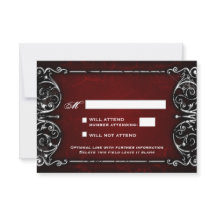 Gothic Victorian Spooky Red & White Wedding RSVP
