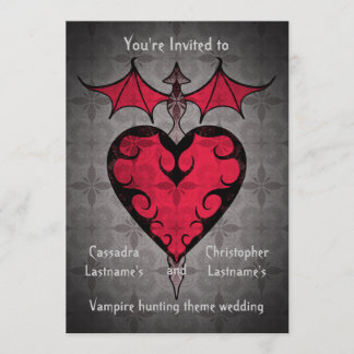 Gothic victorian staked vampire heart in red invitation