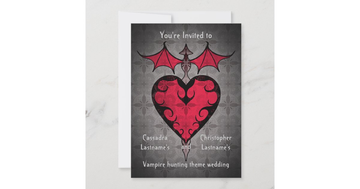 Gothic victorian staked vampire heart in red invitation Zazzle