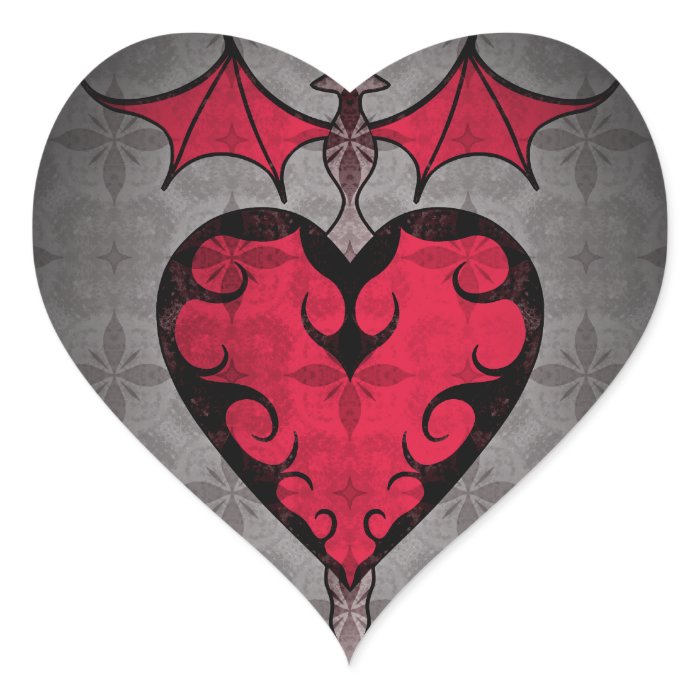Gothic victorian staked vampire heart in red heart stickers