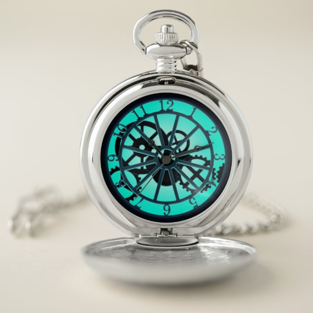 Gothic Victorian Steampunk Gears Science Fiction Pocket Watch (Inside)