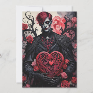 Gothic Victorian Valentine's Day Hearts Roses Holiday Card