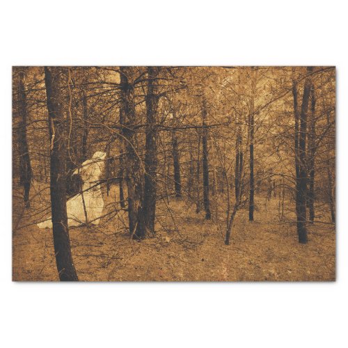 Gothic Vintage Angel Brown Forest Trees Tissue Paper