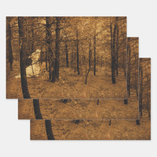 Gothic Vintage Angel Brown Forest Trees Wrapping Paper Sheets