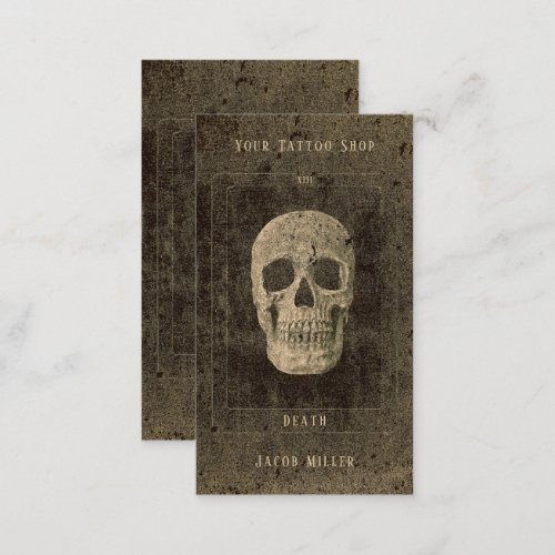 Gothic Vintage Antique Sepia Texture Skull Tarot Business Card