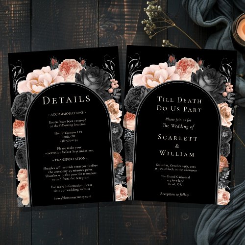 Gothic Vintage Arch Till Death All In One Wedding Invitation