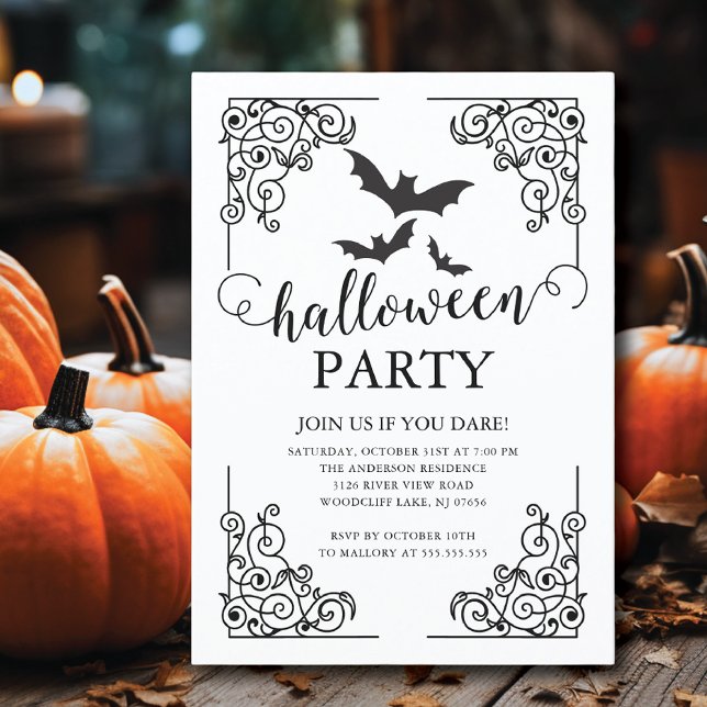 Gothic Vintage Bat Halloween  Invitation (Creator Uploaded)