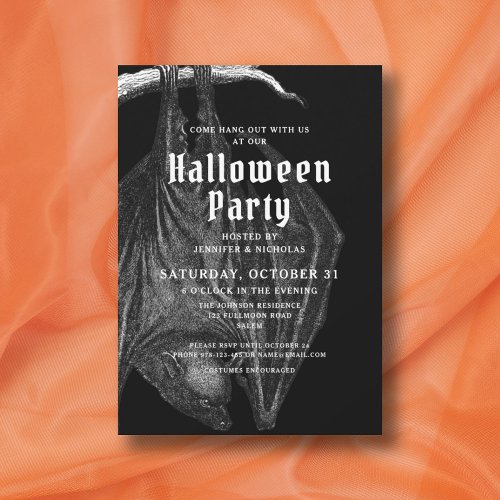 Gothic Vintage Bats Halloween Party Invitation