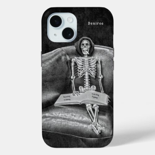 Gothic Vintage Black And White Funny Cool Skeleton iPhone 15 Case