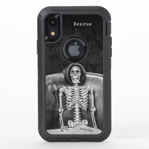 Gothic Vintage Black And White Funny Cool Skeleton OtterBox Defender iPhone XR Case