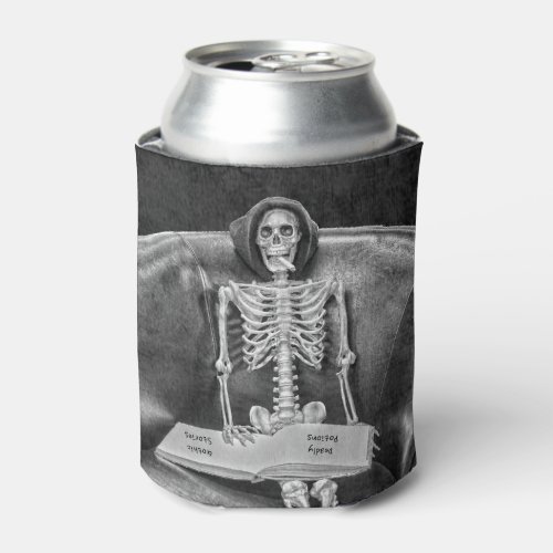 Gothic Vintage Black And White Funny Skeleton Can Cooler