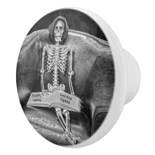 Gothic Vintage Black And White Funny Skeleton Ceramic Knob