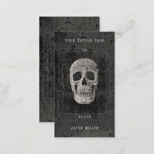 Gothic Vintage Black And White Tattoo Skull Tarot Business Card