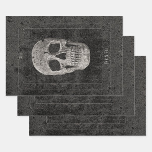 Gothic Vintage Black And White Texture Skull Tarot Wrapping Paper Sheets