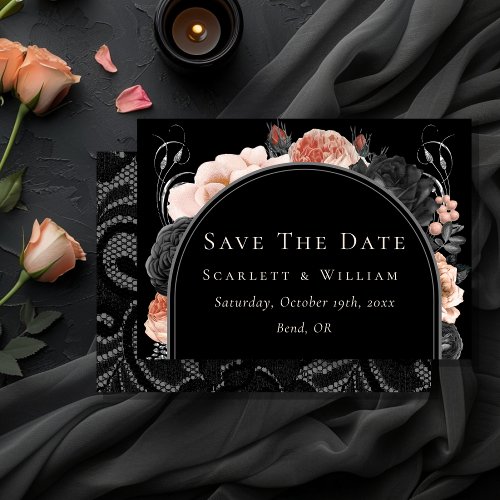 Gothic Vintage Black Blush Arch Wedding Save The Date